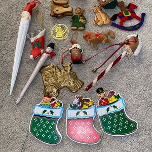 Vintage Christmas Ornament Lot (17)‎  Bears Horse train Stocking Mouse Santa
